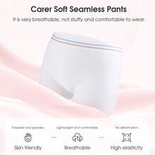 6pcs/Pack CARER Postpartum Recovery Underwear, Elastic Care Shorts, High Waist Disposable Maternity Panties - White - View 5