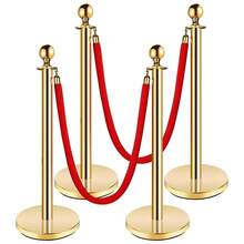 Techigher Gold Stanchion Post Queue Barrier, Red Carpet Ropes And Poles Set With  Ropes, Stainless Steel Crowd Control Barrier For Wedding, Hotel, Cinema, Exhibition - Multicolor - View 11