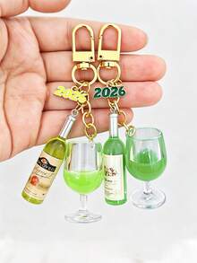 Realistic Red Wine Goblet Keychain, Fake Wine Bottle Keychain, Mini Wine Glass Keychain, Accessory Hanging Chain, Unisex Bag Charm Pendant, Suitable As A Gift For Best Friends, Sisters, Colleagues, Couples, Birthday Gift - Multicolor - View 5