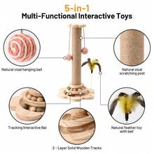 4-In-1 Cat Scratching Post, Interactive Cat Toy, Durable And Multifunctional Cat Scratching Post For Self-Entertainment, Sturdy Anti-Tipping Base, Non-Slip Mat For Cat Paw Care And Play, Suitable For Kittens And Adult Cats. Sisal Scratching Post. - Cat Picking Pillar - View 8