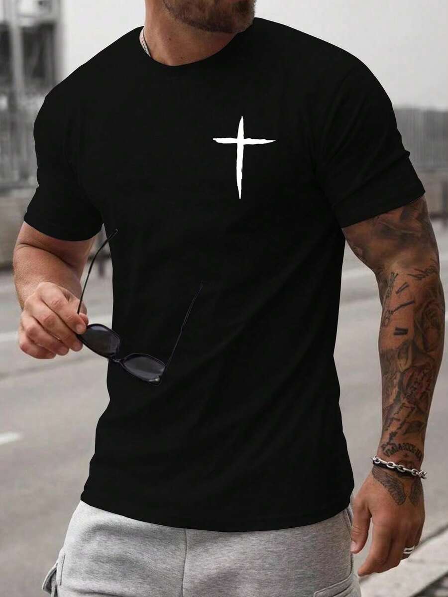 Manfinity Homme Men's Graphic Print T-Shirt - Black - View 1