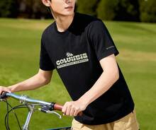 Columbia 夏季透氣印花簡約休閒運動男士短袖T恤 - 黑色 - 查看 5