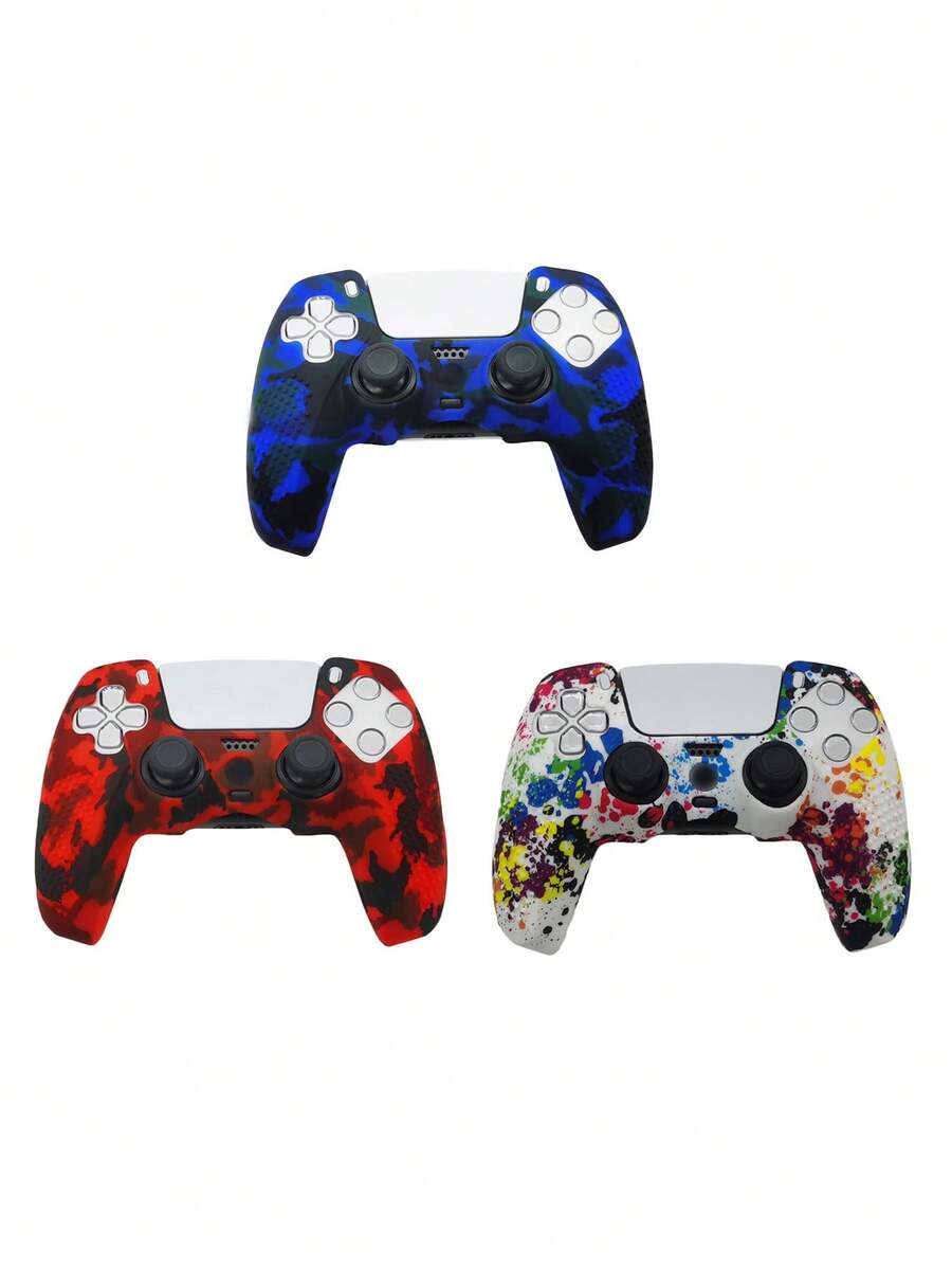 適用於 PlayStation 5,1 組(2 件保護套),水轉印設計,防滑、防刮、防汗,增強握感,實用遊戲配件 - 1 set (保護套2PCS) - 查看 1