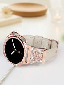 Galaxy Watch 8 錶帶 + 錶殼，1件星光色女士珠寶鑲嵌人造鋯石金屬優雅錶帶 + 1件亮面款（不含螢幕保護貼）。相容 Galaxy Watch 8 40mm 與 44mm 錶殼，相容 Galaxy Watch 8 錶帶，可調節替換錶帶配件。適合男女運動錶帶 - 星光玫金粉鑽+殼 - 查看 4