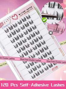 60pcs Cartoon Cat Ear Design Glue-Free Natural Style False Eyelashes, Manga Eyelashes, Fairy Eyelashes, Angel Eyelashes, Invisible Band Cluster Wild Cat Eyelashes, Cluster False Eyelashes, Suitable For Travel, Beach Vacation, Camping, Suitable For Eyelash Extension, Suitable For Slouchy People, Beauty Bloggers, Wedding Gifts, Mother's Day Gifts - View 9