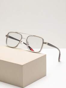 1 paire de lunettes photochromiques pour hommes, monture aviateur classique à double pont carré, style business de luxe léger personnalisé et exquis, élégant haut de gamme, lunettes à la mode pour hommes convenant aux négociations commerciales et aux inspections de projets - Devenir gris - Voir 16