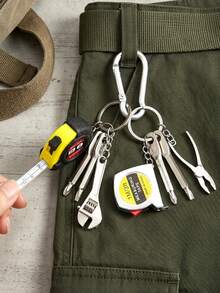 1pc Men's Portable Mini Wrench Keychain, Creative Minimalist Adjustable Metal Universal Wrench Keychain With Screwdriver Pliers Tape Measure Multi-Function Portable Tool Bag Hanging Accessory, Car Key Chain, Backpack Keyring, Gift For Boyfriend, Birthday Gift - Multicolor - View 1