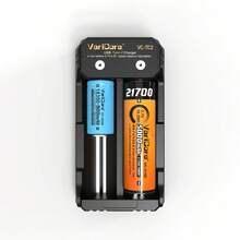 شاحن بطارية VariCore، يدعم 2A، مدخل USB Type-C عالمي، مناسب لشحن بطاريات NiMH AA AAA 1.2V و Li-Ion 18650 26650 21700 3.7V، إكسسوار إلكتروني أساسي ومريح للمنزل - الأسود - مشاهدة 5