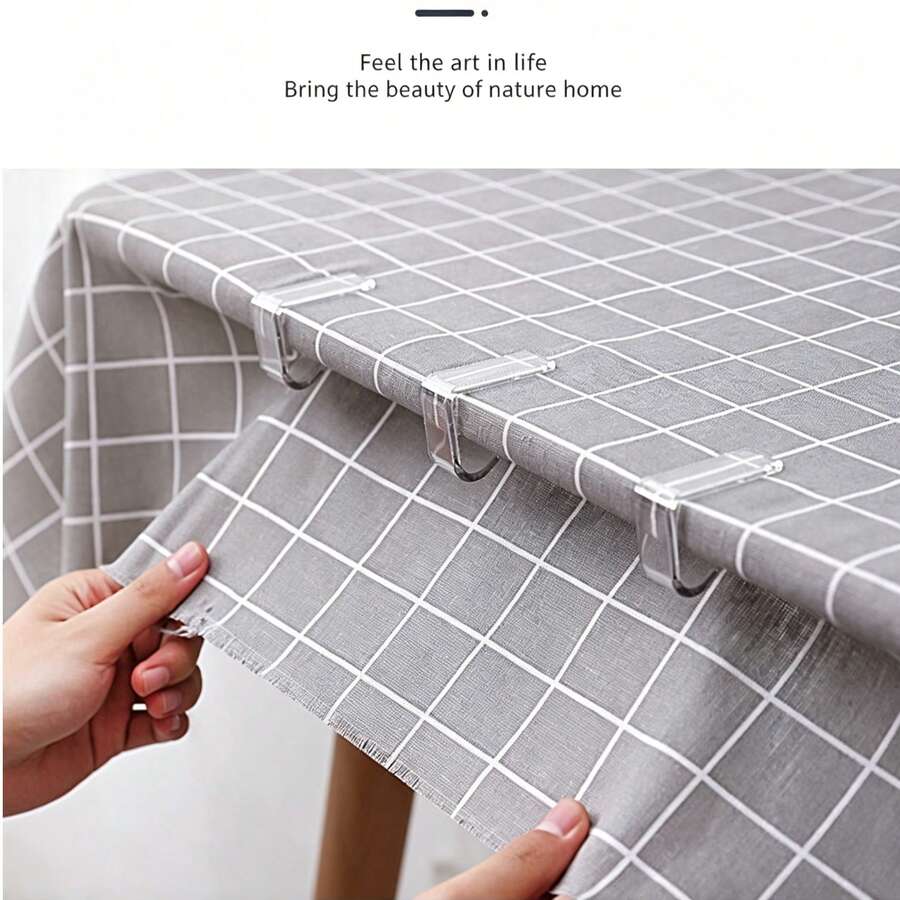 Juego de 4 piezas de clips de plástico transparente antideslizantes para mantel, hebillas reutilizables a prueba de viento y antideslizantes para fijar y estabilizar el mantel, adecuadas para mesa de cocina y comedor, patio exterior, picnic, camping, boda, restaurante y fiesta de vacaciones - A - Ver 1