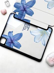 Exquisite Cute Cartoon Blue Flower Letter Double-Sided Acrylic Transparent Crystal Back Cover, Shockproof And Durable, Compatible With IPad 7th Generation, 8th Generation (10.2 Inch) And 10th Generation. It Has A Built-In Pen Slot, Supports Sleep/Wake Function And Multiple Folding Stand Modes. It Is An Ideal Gift For Others. - Multicolor - View 5