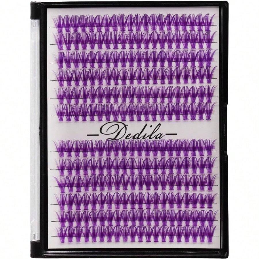 Pestaas Postizas Individuales De 12 Filas, Color Morado 40D, Bandeja, 240 Racimos, Extensiones De Volumen 3D, Grosor De 0, 07 Mm, Rizo D, Maquillaje, Pestaas Postizas Coloridas, - Negro - Ver 1