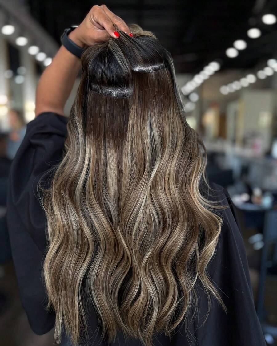 Uveous Straight Clip In Hair Extensions Remy Human Hair 8pcs Per Set With 18Clips Double Weft Clip In Human Hair Extensions Brazilian Virgin Real Human Hair For Women - S4/27 - View 1