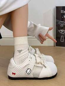 2026 Summer New Arrival Mesh Breathable White Sneakers For Women - Simple Casual Style, Cushioned Insole, Non-Slip, Perfect For Everyday Wear, Commuting, Dates, And School. - Mihei - View 10
