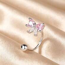 5pcs/1pc Bow Star Flower Jewelry Nose Ring Gold Open Nose Hoop, Rotating Ball End Nose Piercing Jewelry, Suitable For Women - Butterfly - View 17