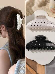 2/1pc Retro Polka Dot Semicircle Hair Clips, All-Scene Women Hair Accessories, Ideal Holiday Gifts For Girls - Multicolor - View 11