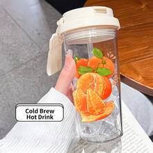 1個/5個 500ml 可愛橘色印花旅行杯附吸管與便攜塑料水瓶，防漏杯，日式可愛水果圖案，適合冰咖啡、冷萃咖啡與夏季日常飲品，水果小禮物驚喜 - 多色-橘子 - 查看 1