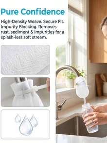 12/24-Piece Combo Pack, Filter Bag + Securing Strap, Household Faucet Filter Bags, Suitable For Both Hot And Cold Water, Filters Sediment, Scale, And Impurities. Suitable For Kitchen And Bathroom Faucets. Easy Installation. Ideal For Home Cleaning. - View 5