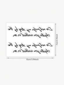 1pc Simple Flower Style English Short Sentences Tattoo Sticker, With Realistic Tattoo Design. Suitable For Daily Travel, Music Festivals, Games, Graduation Gifts. Lasts For 3-5 Days. - Black - View 6