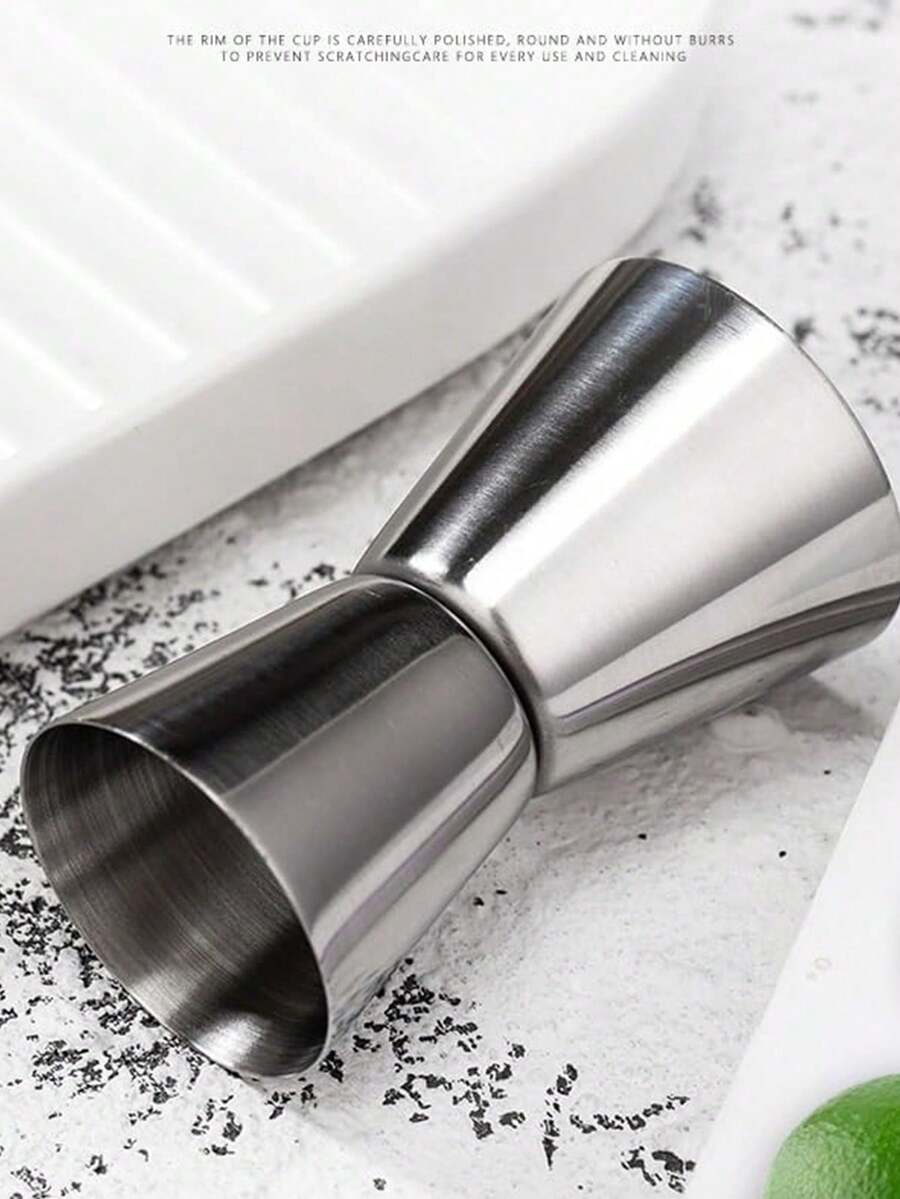 1pc Thick 304 Stainless Steel Double Jigger, Measuring Cup, Ounce Cup (Bar Use), Double-Headed Measuring Cup, Cocktail Cup, Perfect Silver Kitchen Tool For Bartending And Parties, Multiple Capacity Options Available - View 1