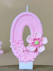 1pc Pure Pink Gradient Double Layer Flower Number Birthday Candle, Suitable For Birthday Party, Company Anniversary Celebration Theme Cake Decoration - View 17