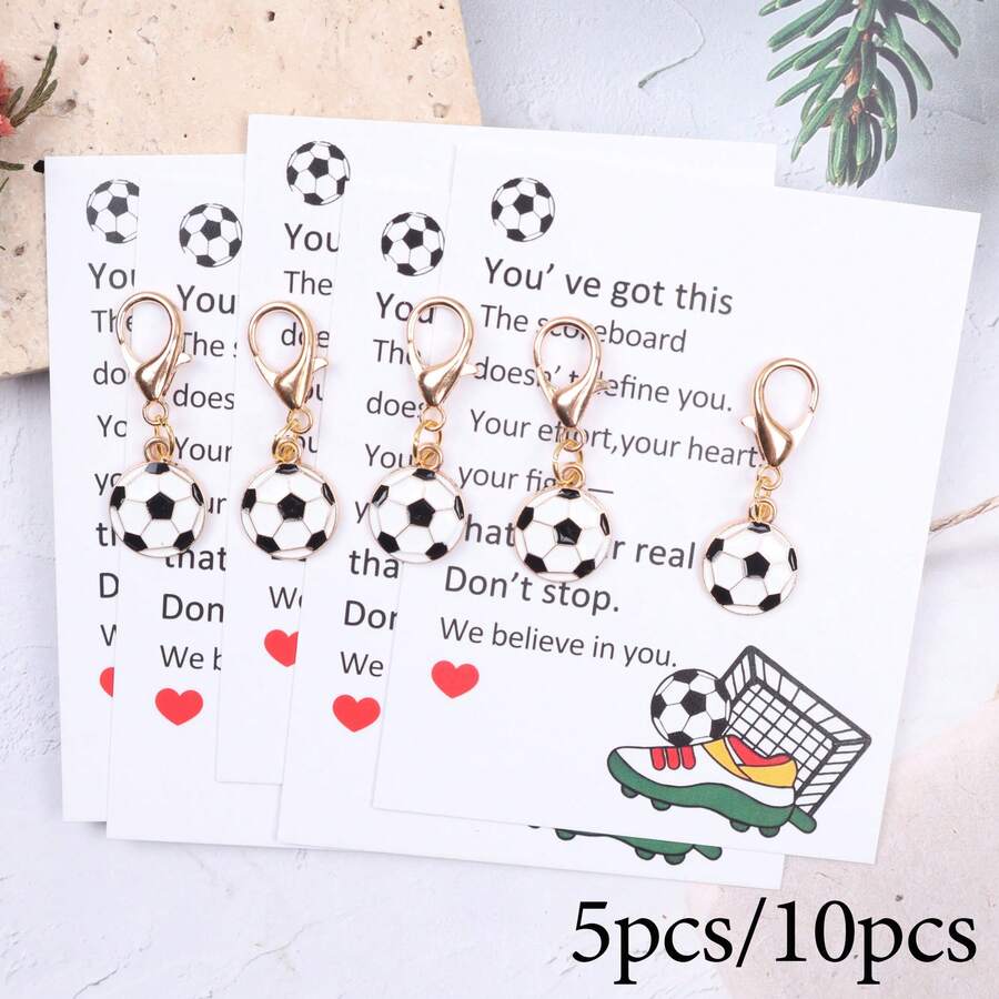 5pcs/10pcs Soccer Keychain Set, Includes Thank You Theme Pocket Hug Tokens, Pocket Hug Gift Bags. Suitable For Soccer Celebration Season, Soccer Theme Party Supplies, Game Viewing Party, Fan Gifts, Summer Outdoor, International Soccer Events, Friendship Gifts, Brother's Birthday And More Party Keychain Set. Give To Your Brother, Friend, Teammate And Family.