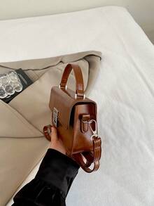Premium Vintage Small Handbag For Women, New Oil Leather Square Tote, Fashion Versatile Shoulder & Crossbody Bag - Brown - View 8