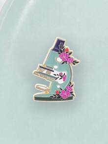 Floral Microscope Enamel Pin, Cute Rose Science Brooch For Biology Students - Multicolor - View 6