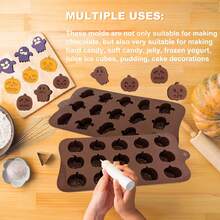 1/2pcs Halloween Candy Molds Pumpkin And Ghost Silicone Chocolate Molds, Trick Or Treat Molds For Halloween, Molds For Making Chocolate, Gummies, Cookies, Jelly - Brown - View 4
