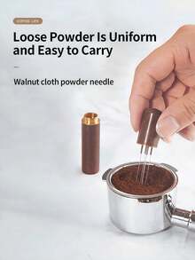 1pc Brutelle Stainless Steel Coffee Powder Distributor, Portable Coffee Powder Dispenser Suitable For Home, Office And Travel - Dark Brown - View 5