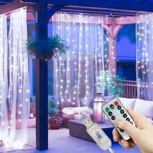 LED Curtain String Lights, USB Powered With 8 Lighting Modes, Starry Twinkle, With Remote Control, For Home Room, Bedroom, Garden, Window, Stage, Wall Background, Holiday Decoration, Birthday Party, Proposal, Wedding Celebration, Fairy Garland Lights - USB Curtain Light - View 11