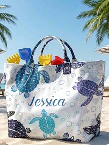 1pc Customized Transparent PVC Tote Bag, Personalized Name Print, Multi-Functional Waterproof Large Capacity Beach & Daily Use Women's Bag, Perfect Gift Choice - Multicolor - View 2
