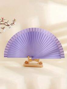 Retro Handheld Folding Fan, Solid Color Wooden Fan, Minimalist Wooden Folding Fan For Women, Modern Minimalist, Classical Solid Color Folding Fan, Dance Performance Prop, Wedding Party Home Decor - Multicolor - View 5