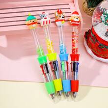 6pcs Cute Christmas Mini Liquid Glitter 4 Color Retractable Ballpoint Pen Cute Reindeer Santa Design 4 In 1 Multicolor Smooth Writing For Teens Gift Reward Back To School Supplies School Prize Student Journaling Stationery - 動物聖誕流沙四色筆 - 查看 1