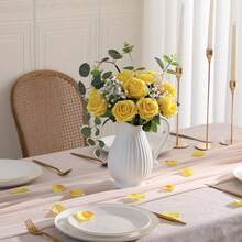 2/10/150pcs Artificial Yellow Roses With Realistic Texture, Suitable For Vases, Home, Hotel Rooms, Wedding Decor, Tabletop Decor, Birthday Gifts, Graduation Ceremonies, Autumn Decor And Other Occasions, Can Be Used As Home Gifts - Yellow - View 4