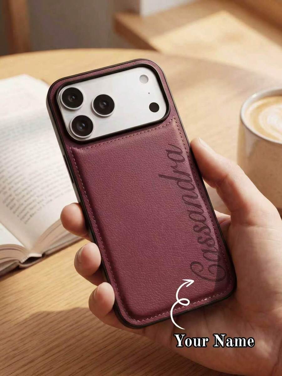 Personalized Initial Phone Case, Burgundy, Textured Design, 3D Carving & Gold Foil Craft, PU Leather, Compatible With IPhone 17 16 15 14 13 12 11 Pro Max And Plus Series, Full Coverage Design, Anti-Drop Anti-Scratch, Anti-Fingerprint Surface, Perfect Gift For Christmas And Anniversary