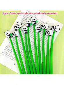 8PCS Cute Panda Silicone Ballpoint Pens, Neutral Pens, Creative Student Learning Stationery, Shaking Signature Water Pens, Fine Tip Lightweight Smooth Writing - A - View 10