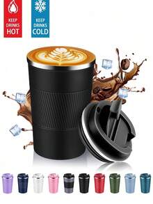 保溫旅行咖啡杯,防潑濺防漏,便攜露營不鏽鋼真空咖啡杯附防漏蓋,多種尺寸與顏色可選,可重複使用,保溫保冷,送給男士女士的完美禮物,理想的車用與戶外配件 - 多款多色 - 查看 2