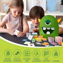 Preschool Early Education English Teaching Toy, Children's ABC Letter Learning Toy, Fun Word & Color Matching Game, English Learning Teaching Aid, Knowledge Feeding Monster Game, Suitable For Classroom And Home, Birthday Gift For Boys And Girls - Green - View 6