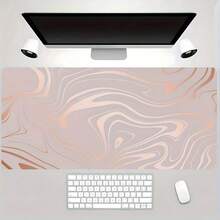 1 Large Rubber Mouse Pad | Elegant Pink And Rose Gold Marble Design; Non-Slip Rectangular Desk Mat Featuring Precision Stitched Edges And Durable Construction; Suitable For Both Business And Gaming; Washable Polyester Material; Ergonomic Design. - Mouse Pad - View 10