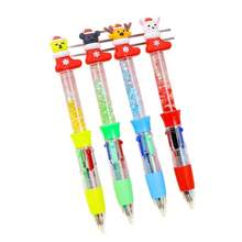 6pcs Cute Christmas Mini Liquid Glitter 4 Color Retractable Ballpoint Pen Cute Reindeer Santa Design 4 In 1 Multicolor Smooth Writing For Teens Gift Reward Back To School Supplies School Prize Student Journaling Stationery - B款聖誕流沙四色筆 - 查看 6