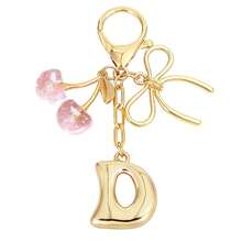 1Pc Initial Keychain, Coquette Cherry Bow Charm Pendant, Y2K Aesthetic Resin Keyring For Backpack Car, Cute Gift For Her Women Girls - Multicolor - View 15