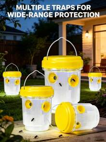 3/2/1 pièce Piège à guêpes rond en PP, boîte de capture d'abeilles suspendue à l'extérieur, attrape-insectes réutilisable, sans électricité requise, matériau plastique, répulsif et tueur d'abeilles et de guêpes - A - Voir 1
