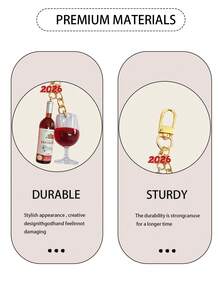 Realistic Red Wine Goblet Keychain, Fake Wine Bottle Keychain, Mini Wine Glass Keychain, Accessory Hanging Chain, Unisex Bag Charm Pendant, Suitable As A Gift For Best Friends, Sisters, Colleagues, Couples, Birthday Gift - Multicolor - View 8