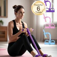 1pc Multi-Tube Resistance Band, 4/6/8-Tube Resistance Band With Non-Slip Foot Pedal And Foam Handle, Suitable For Core Training, Yoga And Full Body Workout - Multicolor - View 10