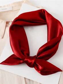 1 pièce Foulard en satin de soie synthétique de couleur unie pour femmes, foulard carré simple, élégant et polyvalent, convient pour le port quotidien, les sorties, les rendez-vous, les rassemblements, les banquets - Multicolore - Voir 13