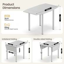 Dining Table And Chairs Set Of 4, Drop Leaf Folding Grey Kitchen Table With Grey PU Leather High Back Chair For Dining Room, Kitchen - Gray Table + 4 Gray Chairs - View 3