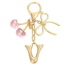 1Pc Initial Keychain, Coquette Cherry Bow Charm Pendant, Y2K Aesthetic Resin Keyring For Backpack Car, Cute Gift For Her Women Girls - Multicolor - View 21