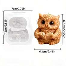 1pc 3D Reading Owl Silicone Mold For DIY Crafts - Detailed Wise Owl Holding Book And Candle Holder Mold, Resin/Soap/Plaster Mold, Teacher Gift, Back To School Decor, Asymmetrical Shape Suitable For Book-Shaped Candle Making And Soap Molding - Owl Reading Mold - View 10