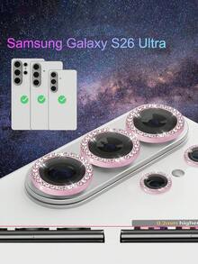 1個 - Galaxy S26 Ultra 相機鏡頭保護蓋，鋼化玻璃鋁合金環鏡頭蓋附安裝托盤，相容於 Galaxy S25 Ultra 鑽石粉 - 淺粉色 - 查看 2