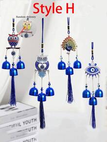 1pc Turkish Blue Evil Eye Wind Chime, Metal Bell Hanging Decor, Multi-Purpose Home Wall Door Car Decoration, Lucky Blessing Traditional Amulet, Hook Sold Separately - Multiple Styles - View 9